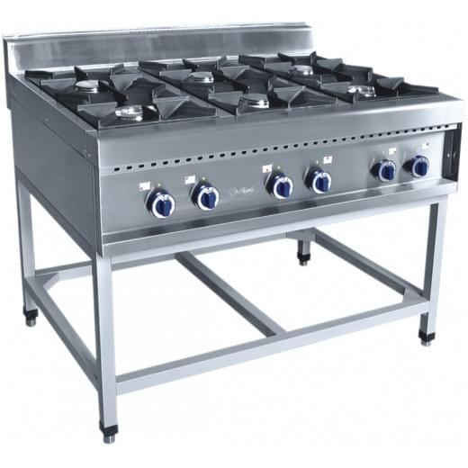 Промышленная газовая плита с 6 конфорками
